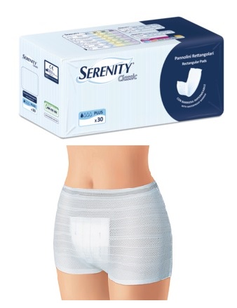 PANNOLONE PER INCONTINENZA FORMATO RETTANGOLARE CON BARRIERA SERENITY 30 PEZZI - Farmacia De Pasquale