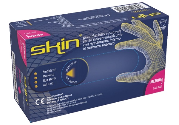 GUANTO IN LATTICE SENZA POLVERE LUBRIFICANTE SKIN M 100 PEZZI - Farmacia De Pasquale