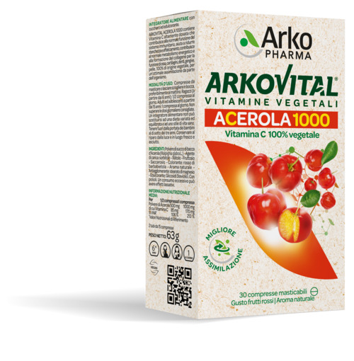 ARKOVITAL ACEROLA 1000 30 COMPRESSE MASTICABILI - Farmacia De Pasquale