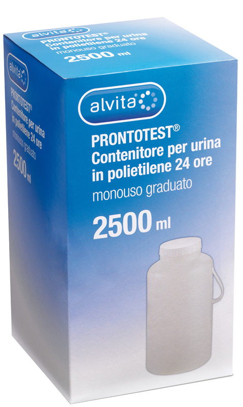CONTENITORE PER URINA ALVITA PRONTOTEST IN POLIETILENE 24 ORE GRADUATO 2500ML - Farmacia De Pasquale