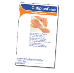 MEDICAZIONE CUTIPLAST STERIL ADESIVA SUPPORTO IN TNT ADESIVO POLIACRILATO IPOLLERGENICO TAMPONE NON ADERENTE 7,2X5 CM 5 PEZZI - Farmacia De Pasquale