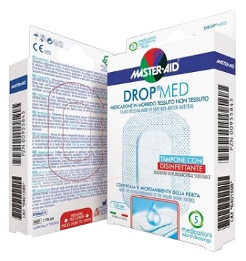 MEDICAZIONE COMPRESSA AUTOADESIVA DERMOATTIVA IPOALLERGENICA AERATA MASTER-AID DROP MED 10X12 5 PEZZI - Farmacia De Pasquale