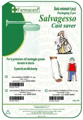 SALVAGESSO PER GAMBALETTO UTILE PER LA PROTEZIONE DEL GESSO DURANTE LA DOCCIA 6 PEZZI - Farmacia De Pasquale