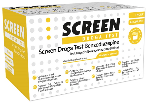 SCREEN DROGA TEST BENZODIAZEPINE TEST ANTIDROGA CON CONTENITORE URINA - Farmacia De Pasquale