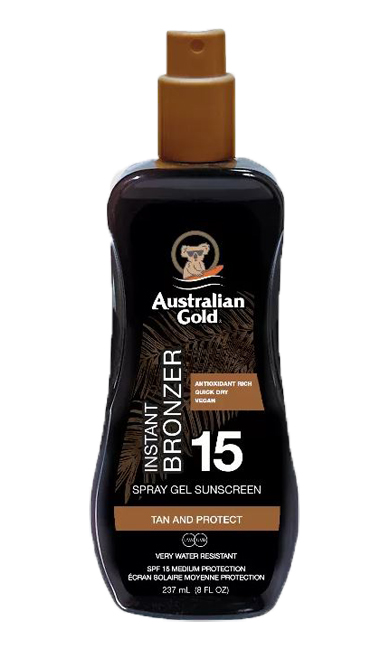 AUSTRALIAN GOLD SPF15 SPRAY GEL EFFETTO BRONZE 237 ML - Farmacia De Pasquale