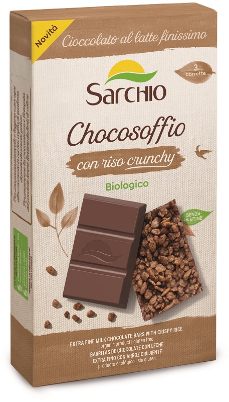 CHOCOSOFFIO BARRETTA CIOCCOLATO LATTE FINISSIMO E RISO CROCCANTE 3 PEZZI DA 25 G - Farmacia De Pasquale