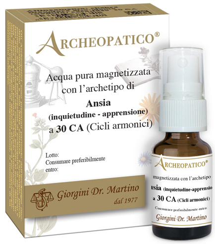 ARCHEOPATICO ACQUA PURA MAGNETIZZATA CON ARCHETIPO ANSIA INQUIETUDINE E APPRENSIONE A 30 CICLI ARMONICI 10 ML - Farmacia De Pasquale