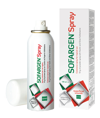 MEDICAZIONE IN POLVERE SPRAY CON CAOLINO E ARGENTO SULFADIAZINA 1% SOFARGEN SPRAY 10 G BOMBOLETTA PRESSURIZZATA 125 ML - Farmacia De Pasquale