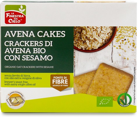AVENACAKES CRACKERS DI AVENA CON SESAMO BIO VEGAN SENZA LIEVITO DI BIRRA CON OLIO EXTRAVERGINE DI OLIVA 250 G - Farmacia De Pasquale