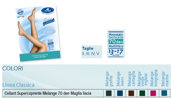 SAUBER COLLANT 70 DENARI SUPER COPRENTE MAGLIA LISCIA MELANGE GRAFITE 2 LINEA CLASSICA - Farmacia De Pasquale