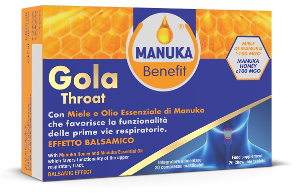 MANUKA BENEFIT GOLA THROAT 20 COMPRESSE MASTICABILI - Farmacia De Pasquale