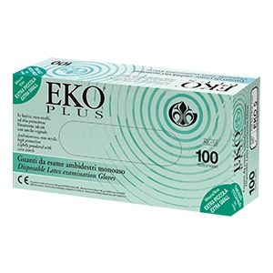 GUANTO IN LATTICE SUPERFICIE LISCIA TALCATO 100 PEZZI ARTICOLO EKO 6 - Farmacia De Pasquale