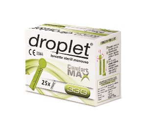 LANCETTE PUNGIDITO DROPLET COMFORT MAX GAUGE 33 25 PEZZI - Farmacia De Pasquale