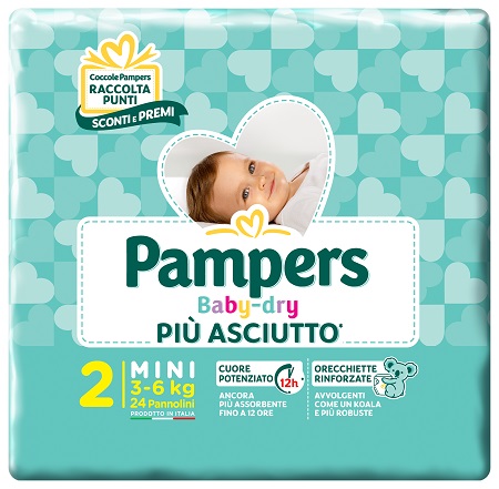 PANNOLINI PER BAMBINI PAMPERS BABY DRY DOWNCOUNT NO FLASH MINI 24 PEZZI BUONO SCONTO - Farmacia De Pasquale