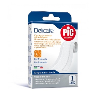 CEROTTO PIC DELICATE STRISCIA BIANCA CON TAMPONE ANTIBATTERICO CM 8X0,5 M - Farmacia De Pasquale