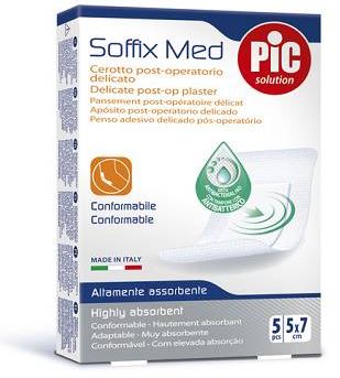 CEROTTO PIC SOFFIX MED IN TNT CON TAMPONE CENTRALE ASSORBENTE STERILE MONOUSO 5X7 CM ANTIBATTERICO 5 PEZZI - Farmacia De Pasquale