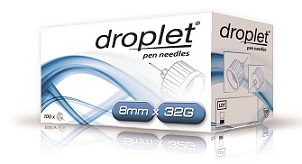 AGO PER PENNA DA INSULINA DROPLET 32 GAUGE 8 MM 100 PEZZI - Farmacia De Pasquale