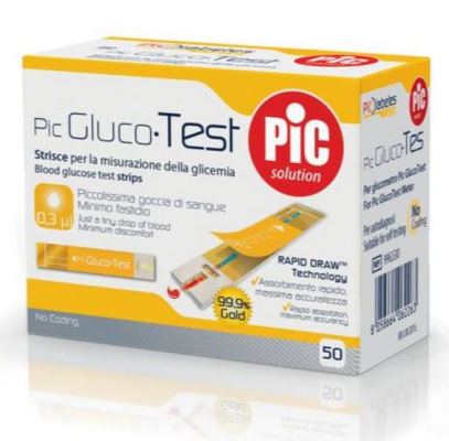 STRISCE MISURAZIONE GLICEMIA PIC GLUCOTEST 50 PEZZI - Farmacia De Pasquale