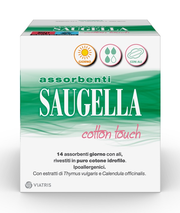 SAUGELLA COTTON TOUCH ASSORBENTI GIORNO CON ALI 14 PEZZI - Farmacia De Pasquale