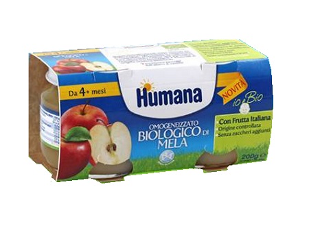 HUMANA OMOGENEIZZATO MELA BIO 2 VASETTI 100G - Farmacia De Pasquale