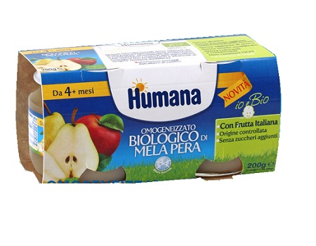 HUMANA OMOGENEIZZATO MELA/PERA BIO 2 VASETTI 100 G - Farmacia De Pasquale