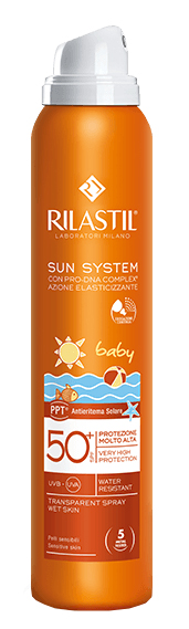 RILASTIL SUN SYSTEM BABY PPT SPF 50+ TRANSPARENT SPRAY WET SKIN 200 ML - Farmacia De Pasquale