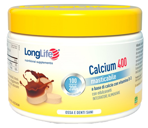 LONGLIFE CALCIUM 400 CACAO 100 COMPRESSE - Farmacia De Pasquale