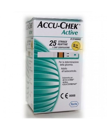 STRISCE MISURAZIONE GLICEMIA ACCU-CHEK ACTIVE STRIPS 25 PEZZI INF RETAIL - Farmacia De Pasquale