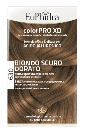 EUPHIDRA COLORPRO XD 630 BIONDO SCURO DORATO GEL COLORANTE CAPELLI IN FLACONE + ATTIVANTE + BALSAMO + GUANTI - Farmacia De Pasquale