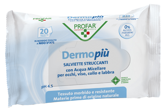 DERMO PIU' SALVIETTINE STRUCCANTI 20 PEZZI PROFAR - Farmacia De Pasquale