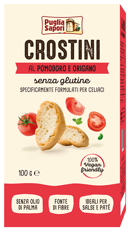 PUGLIA SAPORI CROSTINI AL POMODORO E ORIGANO 100 G - Farmacia De Pasquale