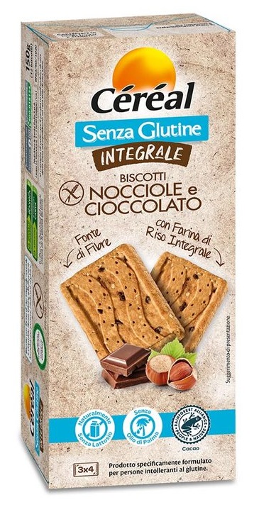 CEREAL SENZA GLUTINE INTEGRALE BISCOTTI NOCCIOLE E CIOCCOLATO 150 G - Farmacia De Pasquale