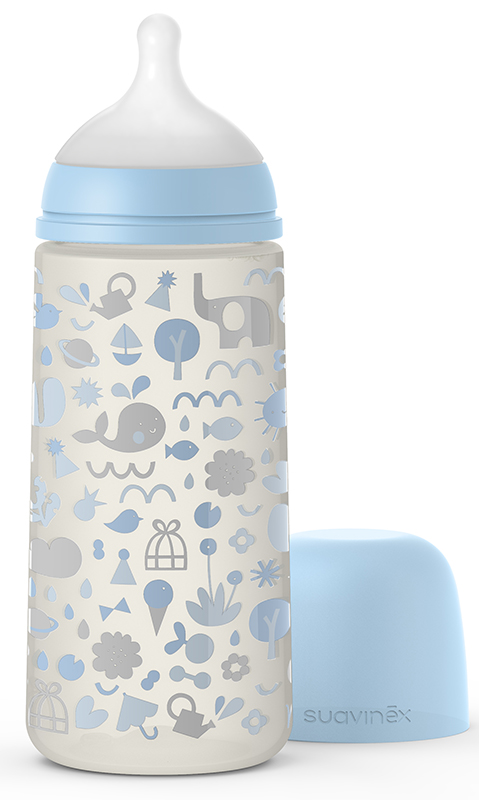 SUAVINEX MEMORIES BIBERON SILICONE DA 360ML SX PRO AZZURRO - Farmacia De Pasquale