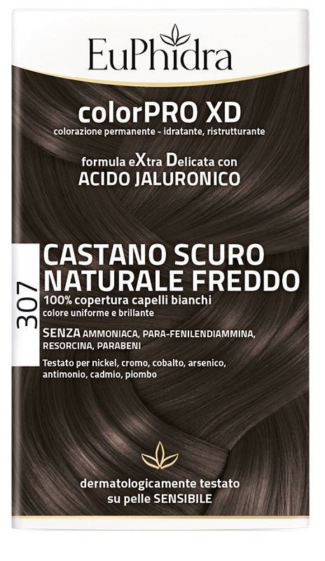 EUPHIDRA COLORPRO XD 307 CASTANO SCU NATURALE F COLORE + ATTIVANTE + BALSAMO + CUFFIA + GUANTI - Farmacia De Pasquale