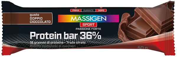 MASSIGEN SPORT PROTEIN BARRETTA 36% DOPPIO CIOCCOLATO 35 G - Farmacia De Pasquale