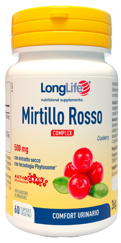 LONGLIFE MIRTILLO ROSSO COMPLEX 60 CAPSULE VEGETALI - Farmacia De Pasquale