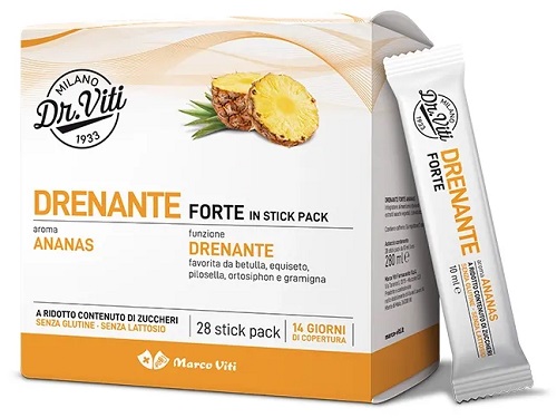 DR VITI DRENANTE FORTE ANANAS 28 STICK PACK SENZA ZUCCHERI - Farmacia De Pasquale