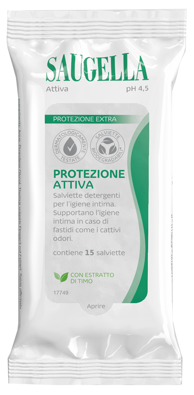SAUGELLA ATTIVA SALVIETTINE 15 PEZZI - Farmacia De Pasquale