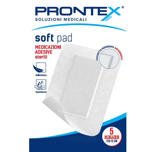 MEDICAZIONE ADESIVA STERILE PRONTEX SOFT PAD 10X15 CM 5 PEZZI - Farmacia De Pasquale