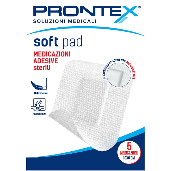 MEDICAZIONE ADESIVA STERILE PRONTEX SOFT PAD 10X6 CM 5 PEZZI - Farmacia De Pasquale