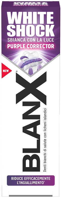 BLANX WHITE SHOCK PURPLE CORRECTOR DENTIFRICIO 75 ML - Farmacia De Pasquale