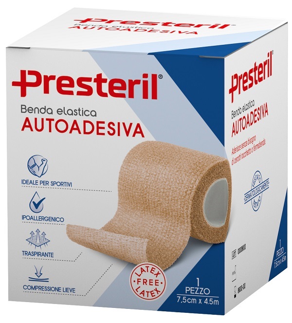 BENDA ELASTICA AUTOADESIVA LATEX FREE PRESTERIL CM 7,5X4,5 M TESI SKIN - Farmacia De Pasquale
