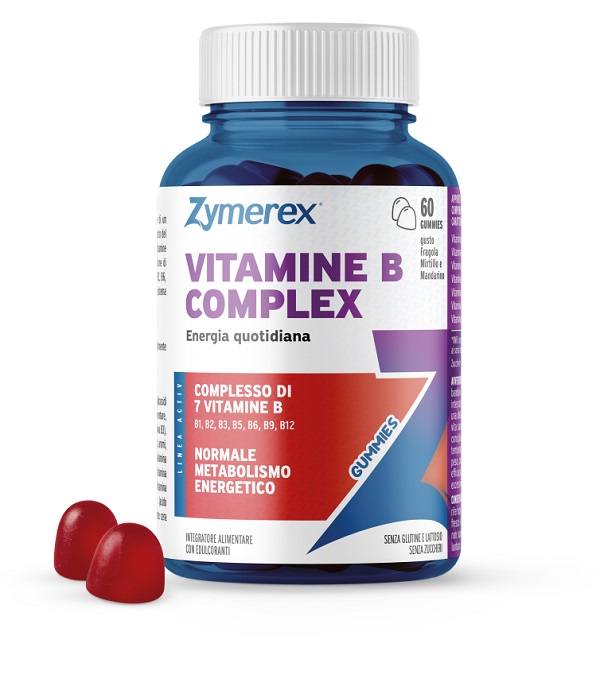 ZYMEREX VITAMINE B COMPLEX 60 GUMMIES GUSTO FRAGOLA MIRTILLO MANDARINO CON EDULCORANTI SENZA ZUCCHERI SENZA GLUTINE SENZA LATTOSIO - Farmacia De Pasquale