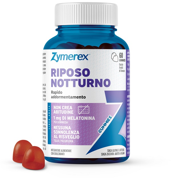 ZYMEREX RIPOSO NOTTURNO 60 GUMMIES GUSTO FRUTTI DI BOSCO CON EDULCORANTI SENZA ZUCCHERI SENZA GLUTINE SENZA LATTOSIO - Farmacia De Pasquale