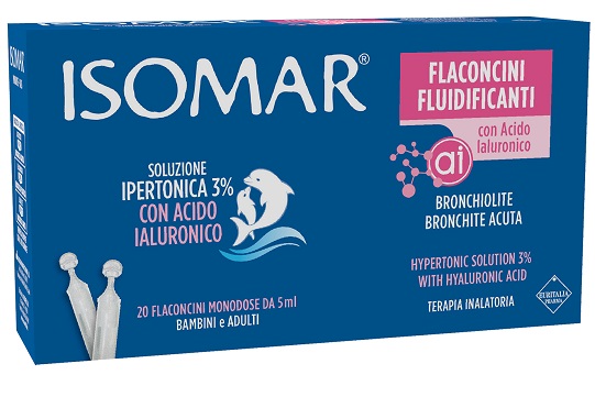ISOMAR FLACONCINI FLUIDIFICANTI SOLUZIONE IPERTONICA 30%+ACIDO IALURONICO 20 FLACONCINI DA 5 ML - Farmacia De Pasquale