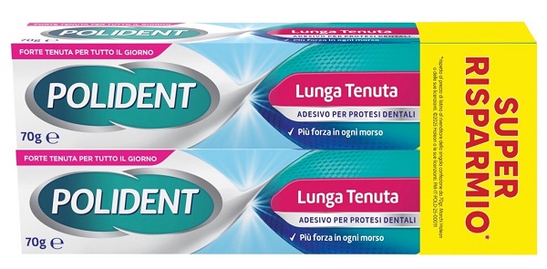 ADESIVO PROTESI DENTALI POLIDENT LUNGA TENUTA 2 TUBETTI X 70 G - Farmacia De Pasquale