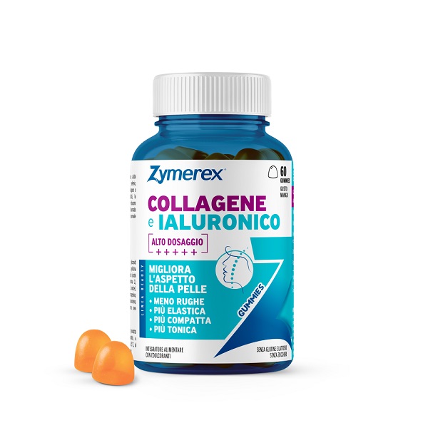 ZYMEREX COLLAGENE IALURONICO 60 GUMMIES GUSTO MANGO CON EDULCORANTI SENZA ZUCCHERI SENZA GLUTINE SENZA LATTOSIO - Farmacia De Pasquale