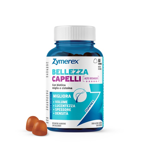 ZYMEREX BELLEZZA CAPELLI 60 GUMMIES GUSTO CILIEGIA CON EDULCORANTI SENZA ZUCCHERI SENZA GLUTINE SENZA LATTOSIO - Farmacia De Pasquale