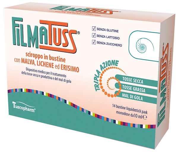 FILMATUSS SCIROPPO 14 BUSTINE LIQUID STICK PACK DA 10 ML - Farmacia De Pasquale