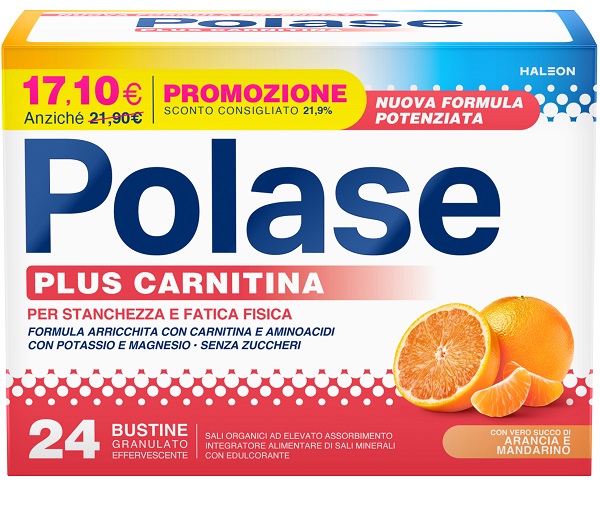 POLASE PLUS CARNITINA PROMO 24 BUSTINE GRANULATO EFFERVESCENTE DA 6,8 G - Farmacia De Pasquale